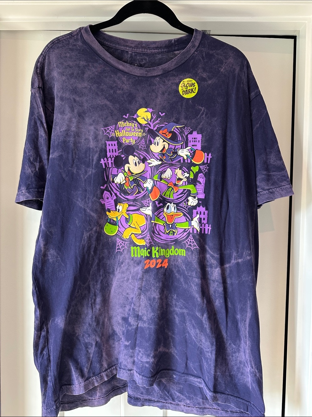 Disney Purple Tie-Dye Halloween Tee with Neon Characters